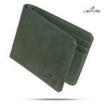 Genunie Leather Wallet for Men, Full Grain Crazy Horse Leather Bifold Wallet, RFID Blocking Slim Wallet for Men (Olive)