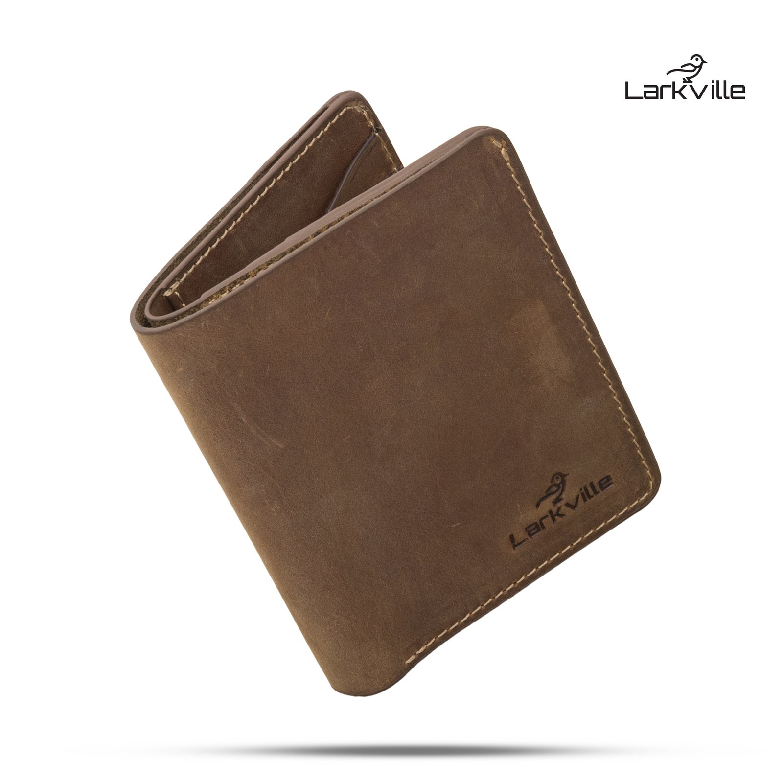 Compact Crazy Brown full grain leather bifold wallet