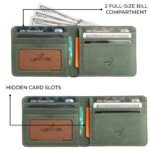 Genunie Leather Wallet for Men, Full Grain Crazy Horse Leather Bifold Wallet, RFID Blocking Slim Wallet for Men (Olive) - Image 3