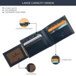 Leather Wallet for Men, Full Grain Genuine Leather Bifold Wallet, RFID Blocking Slim Wallet for Men (Navy) - Image 4