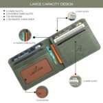 Genunie Leather Wallet for Men, Full Grain Crazy Horse Leather Bifold Wallet, RFID Blocking Slim Wallet for Men (Olive) - Image 4