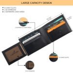 Leather Wallet for Men, Full Grain Genuine Leather Bifold Wallet, RFID Blocking Slim Wallet for Men (Black) - Image 4