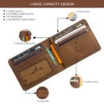 Genunie Leather Wallet for Men, Full Grain Crazy Horse Leather Bifold Wallet, RFID Blocking Slim Wallet for Men (Crazy Brown) - Image 4