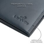 Leather Wallet for Men, Full Grain Genuine Leather Bifold Wallet, RFID Blocking Slim Wallet for Men (Navy) - Image 6