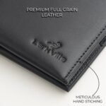 Leather Wallet for Men, Full Grain Genuine Leather Bifold Wallet, RFID Blocking Slim Wallet for Men (Black) - Image 6