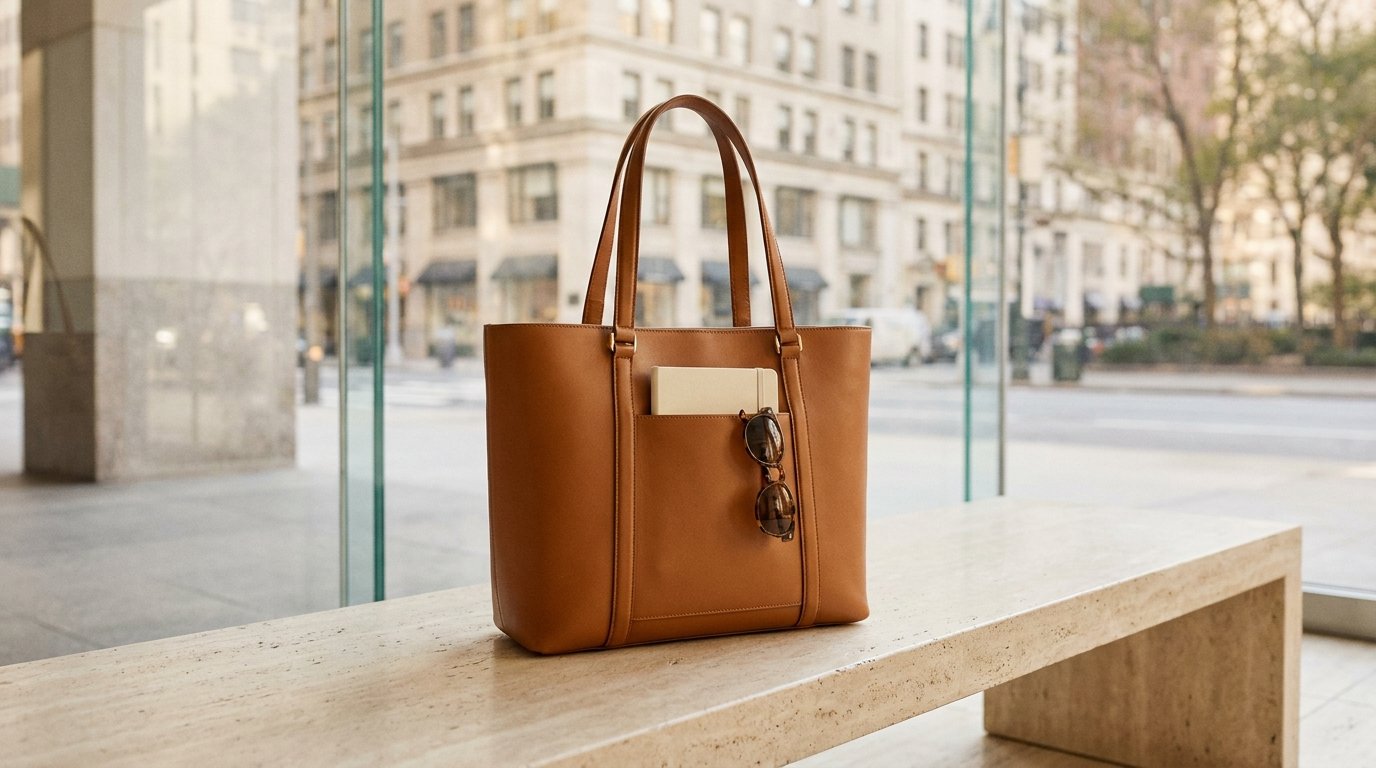 Women's leather work tote for everyday life in Columbus