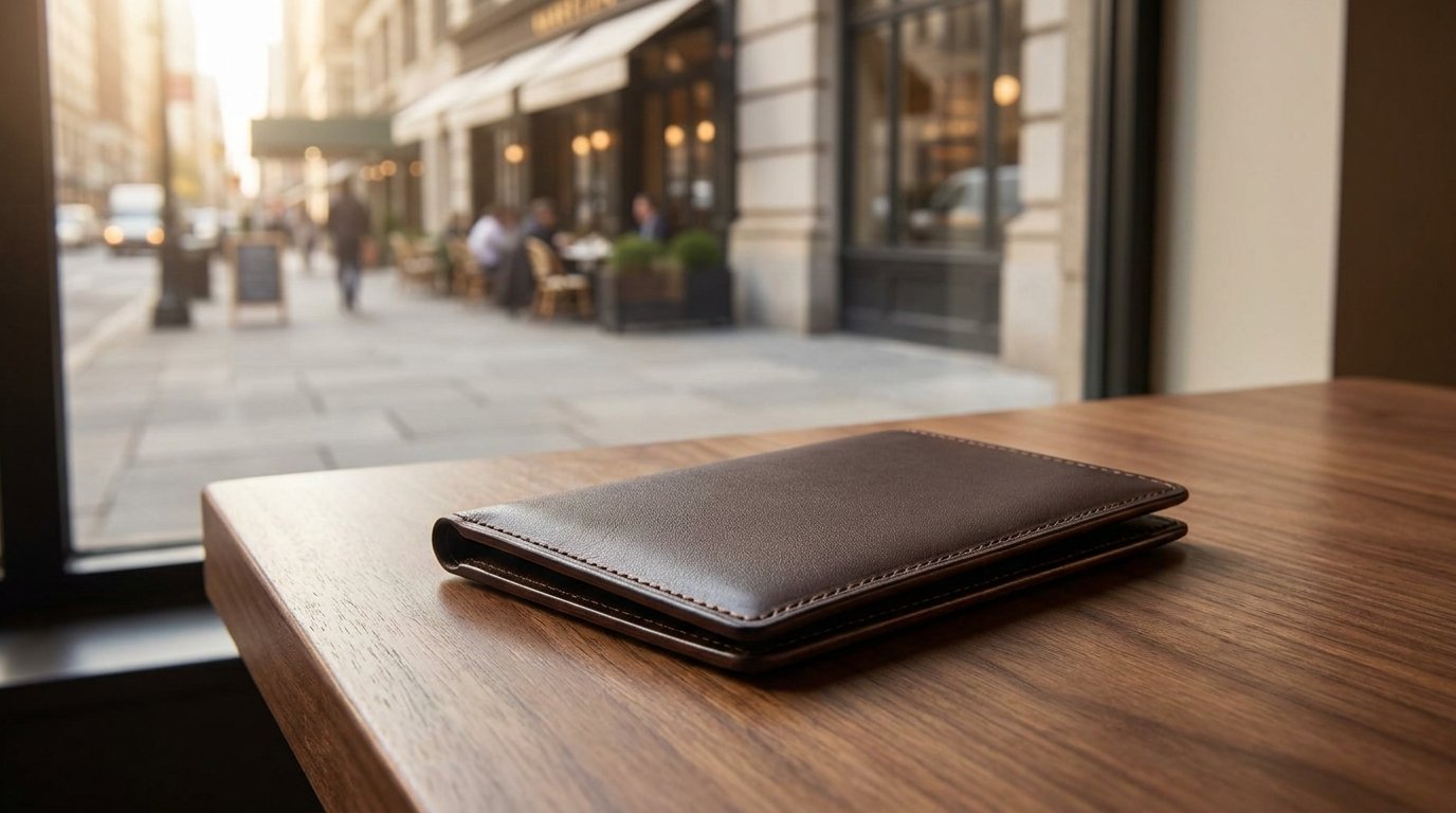 Slim leather wallet for everyday carry in Columbus